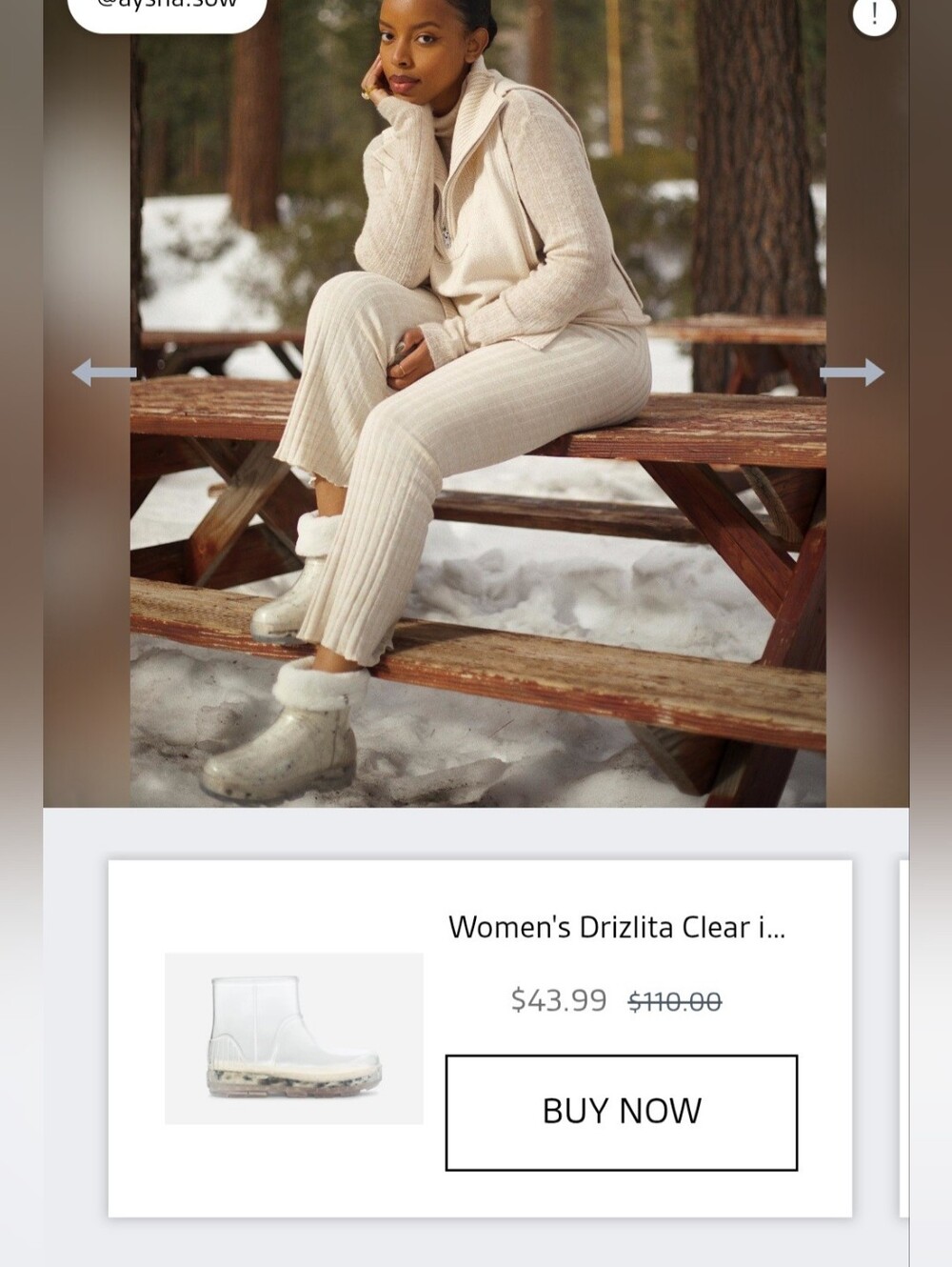 Ugg Drizlita clear boots, size 7